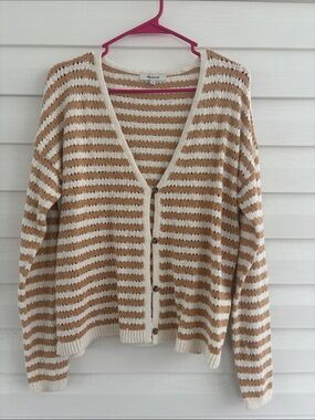 Madewell Striped Button Front Cardigan Sweater Size Small | Neutral Cottage